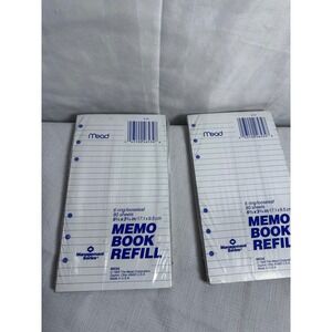 Mead Memo Book Refill 2-Pack 6 3/4 x 3 3/4 White 6-Ring Looseleaf 80 Sheets